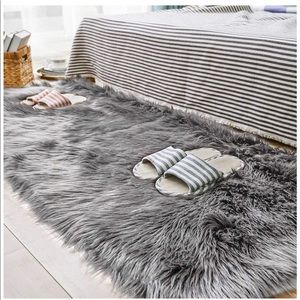 Gray fluffy rug